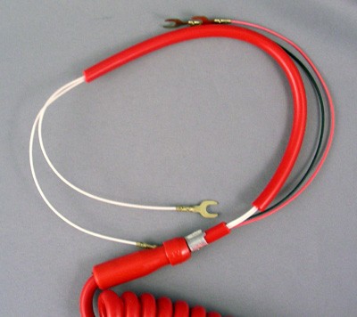 Cord - Handset - Cherry Red - Hardwired Curly - 4 Conductor - Spade Terminations