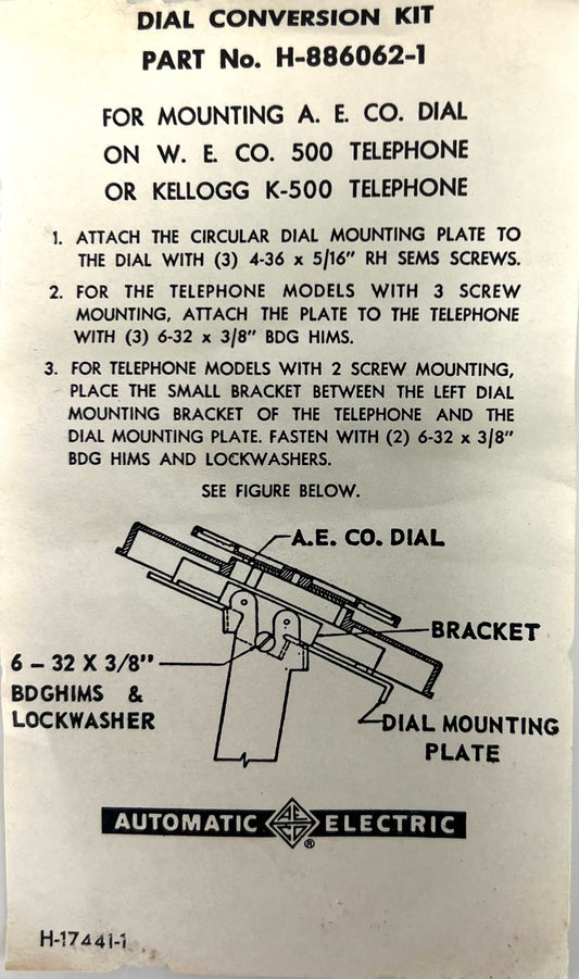 Automatic Electric Dial Mount Adapter - H886062-1