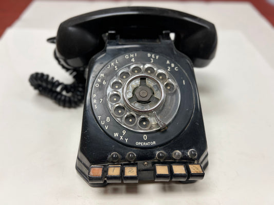 Vintage black Stromberg-Carlson rotary 6-button key telephone with lamps