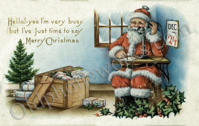 Christmas Eve Busy Santa Postcard