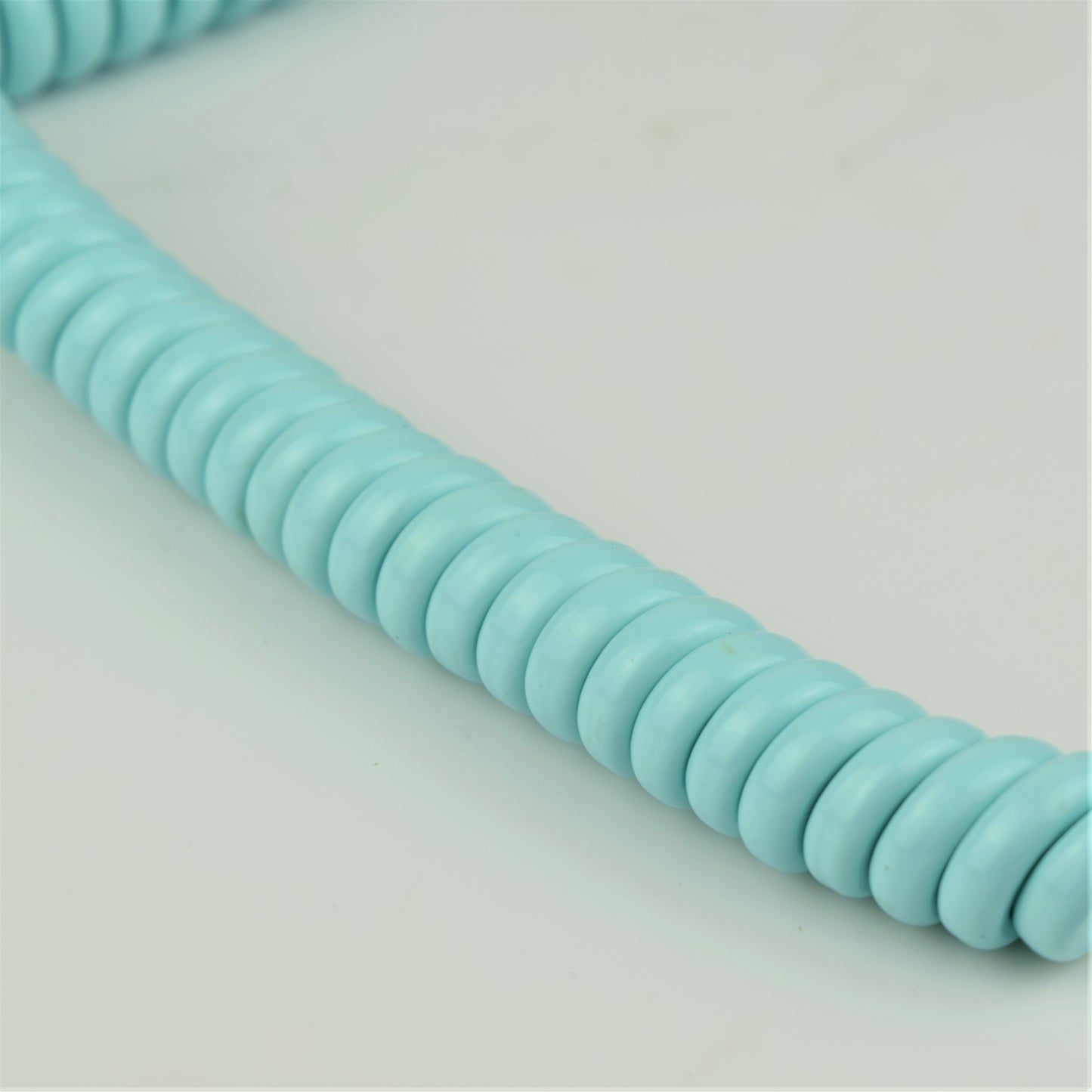 Cord - Handset - Turquoise - Hardwired Curly - 4 Conductor - spade terminations