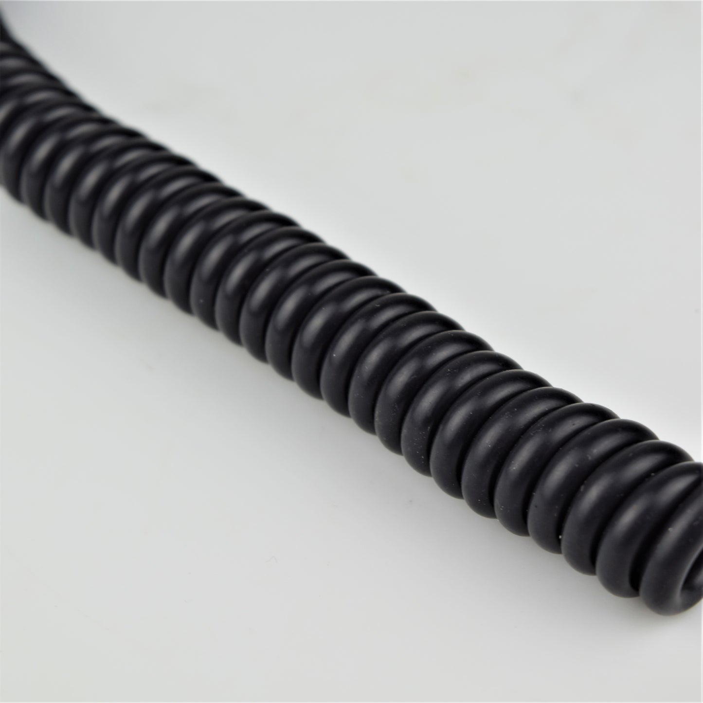 Cord - Handset - Black - Vinyl - Round - Curly - 3 Conductor - spade terminals