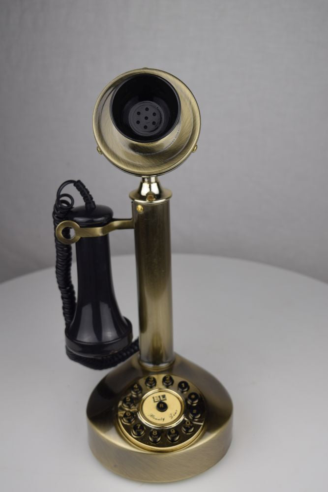 Reproduction Dial Candlestick Phone in Brushed Brass