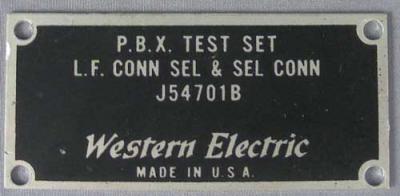 Western Electric P.B.X. Test Set Badge