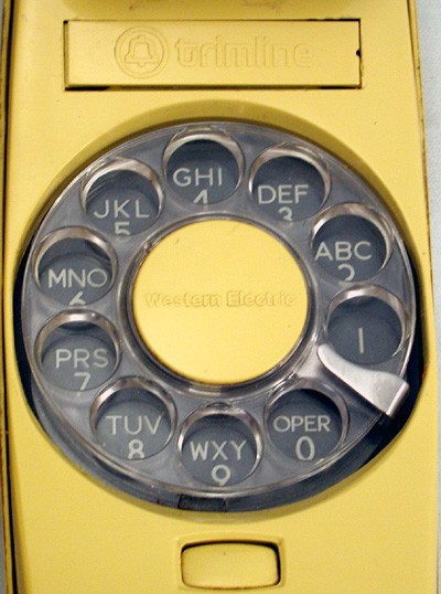 Yellow Trimline Rotary Dial Desk Phone