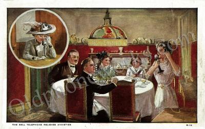 Vintage Telephone Dinner Party Postcard