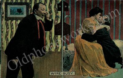 Vintage Telephone Postcard "Wire Busy"