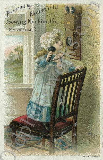 Vintage Telephone Postcard, By Household Sewing Machine Co.