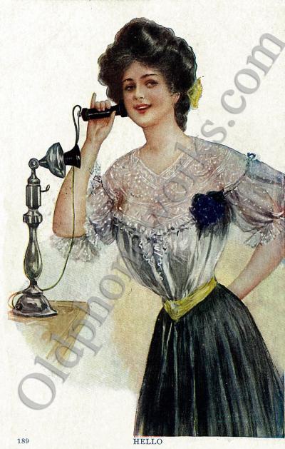 Vintage Telephone Postcard Candlestick "Hello"