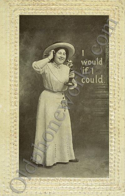 Vintage Telephone Postcard "I would if I could"
