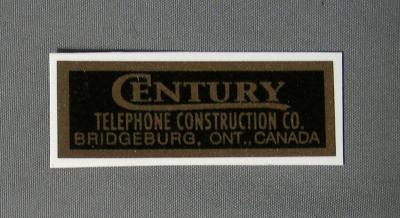 Water Decal - Century Telephone Construction Company - Black