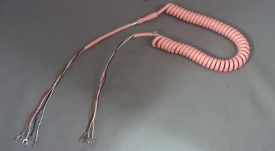 Cord - Handset- Pink - Hardwired Curly - 4 Conductor - spade terminations