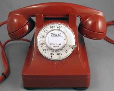 Rotary Phone Red Western Electric Used Working with 4 prong plug $50.00