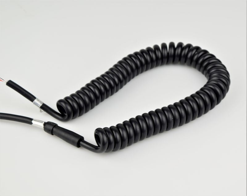 Cord - Handset - Black - Round - Curly - 4 Conductor - spade terminations