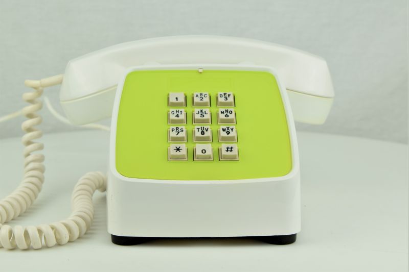 push button telephone green