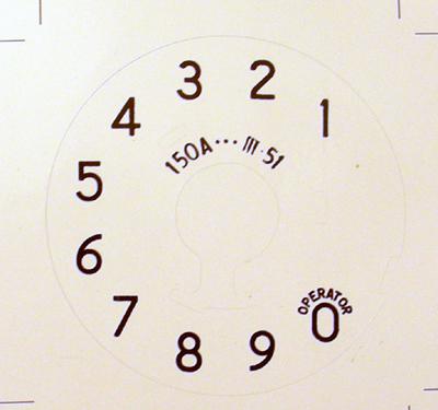 Western Electirc 150a Numeric Dial Plate Overlay for No 5 Dials