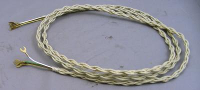 Cord - Cloth Covered - Braided - Thin Ivory - 3 conductor